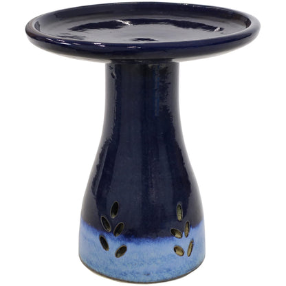 Sunnydaze Classic Freestanding Ceramic Outdoor Bird Bath, UV-Resistant Seafoam Finish