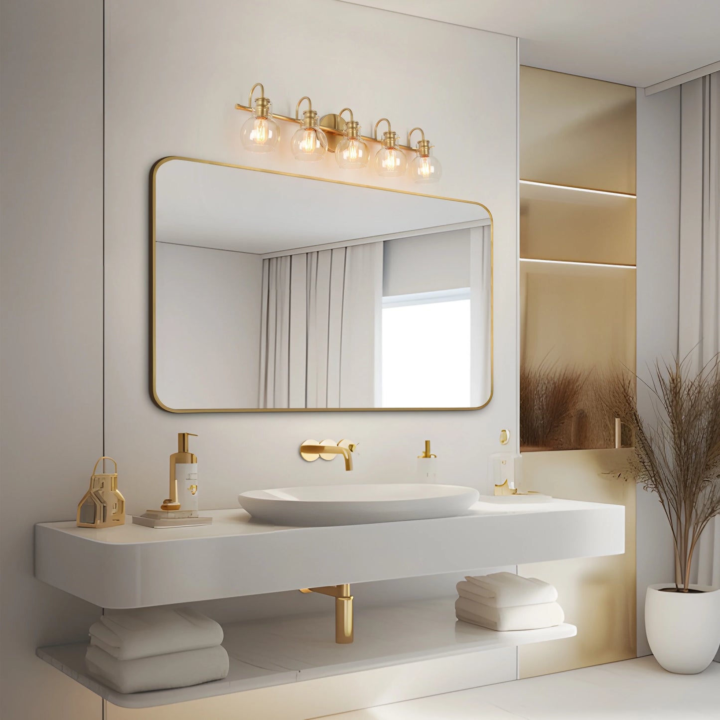 Carson Carrington Modern Gold 3-Light Bathroom Vanity Light Glass Wall Sconce 3-Light, Black 3-Light/ L22"xW7"xH9" Black 13 to 24 Inches 4 to 8 Inches