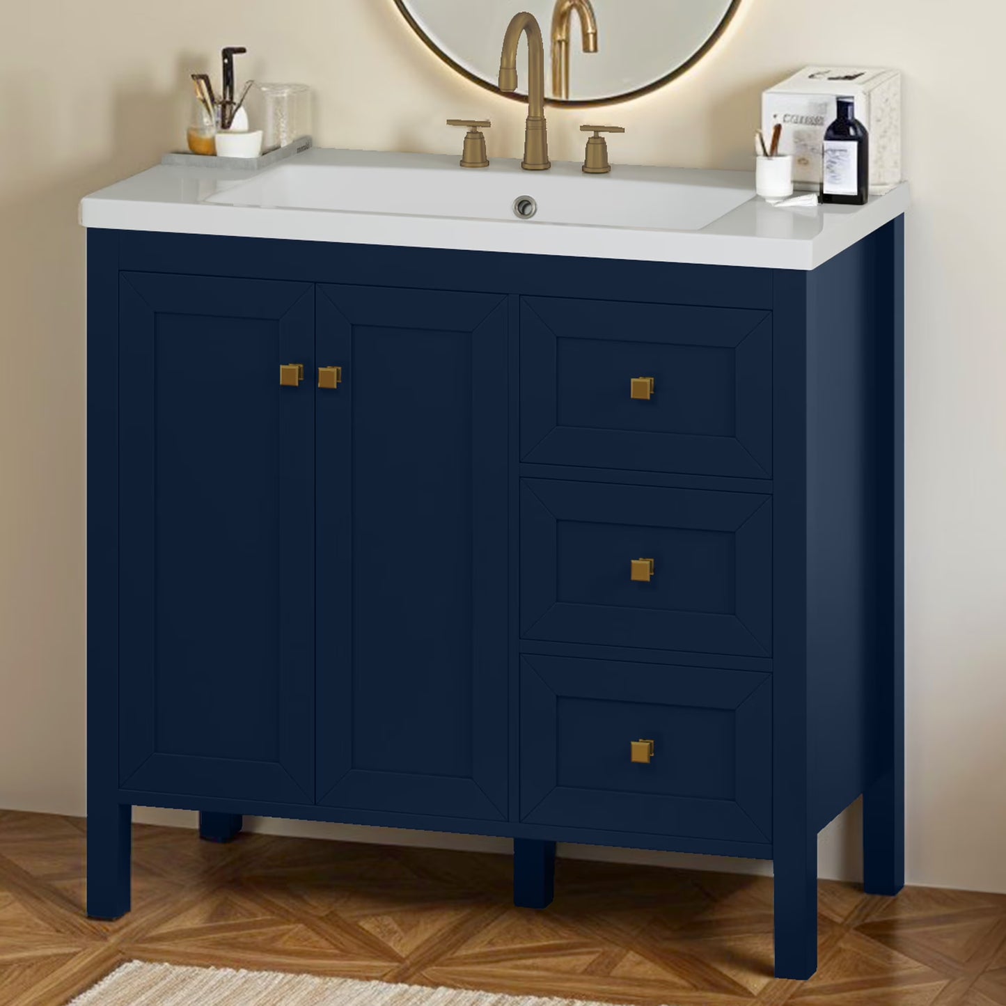 Dextrus 36'' Modern Bathroom Vanity with Sink Combo, Freestanding Bathroom Storage Cabinet with Drawers & Doors, Black