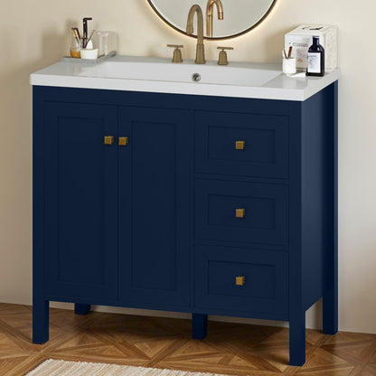 Dextrus 36'' Modern Bathroom Vanity with Sink Combo, Freestanding Bathroom Storage Cabinet with Drawers & Doors, Black