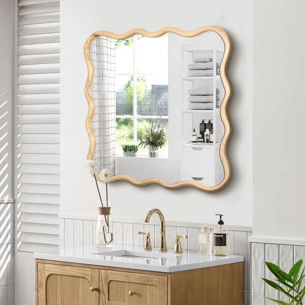 Large 40"x28" Solid Wood Rectangle Mirror in Antique Black - Modern Wall Decor for Home, Living Room, Bedroom, and Bathroom