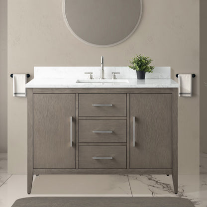 Vanity Art 48" Single Sink Bathroom Vanity Cabinet with Ceramic Countertop