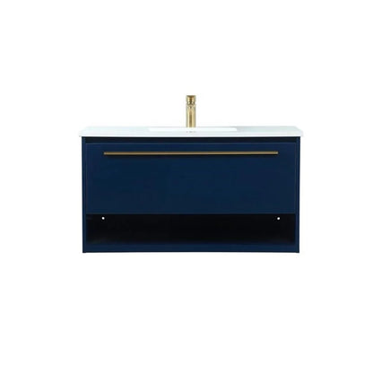 Elegant Kitchen and Bath 36 Inch Single Bathroom Vanity In Blue