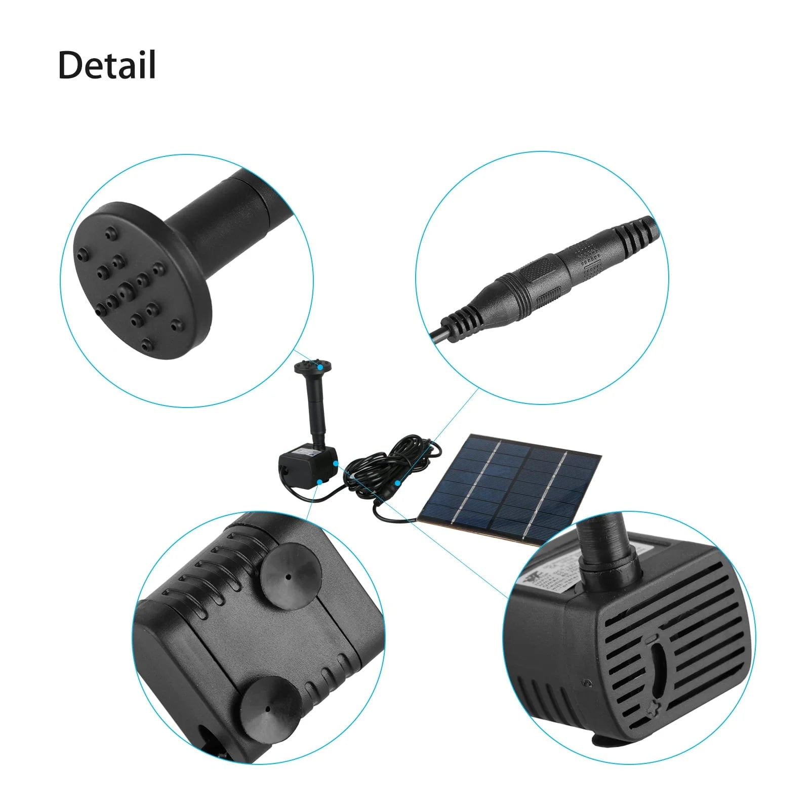 TSV Solar Fountain Water Pump, 1.2W Solar Powered Bird Bath Fountain, Submersible Water Pump Kit Solar Panel Kits for Outdoor Pool, Small Pond, Garden Fish Tank, 150L/H