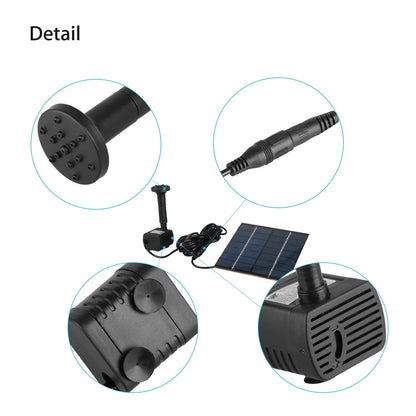 TSV Solar Fountain Water Pump, 1.2W Solar Powered Bird Bath Fountain, Submersible Water Pump Kit Solar Panel Kits for Outdoor Pool, Small Pond, Garden Fish Tank, 150L/H