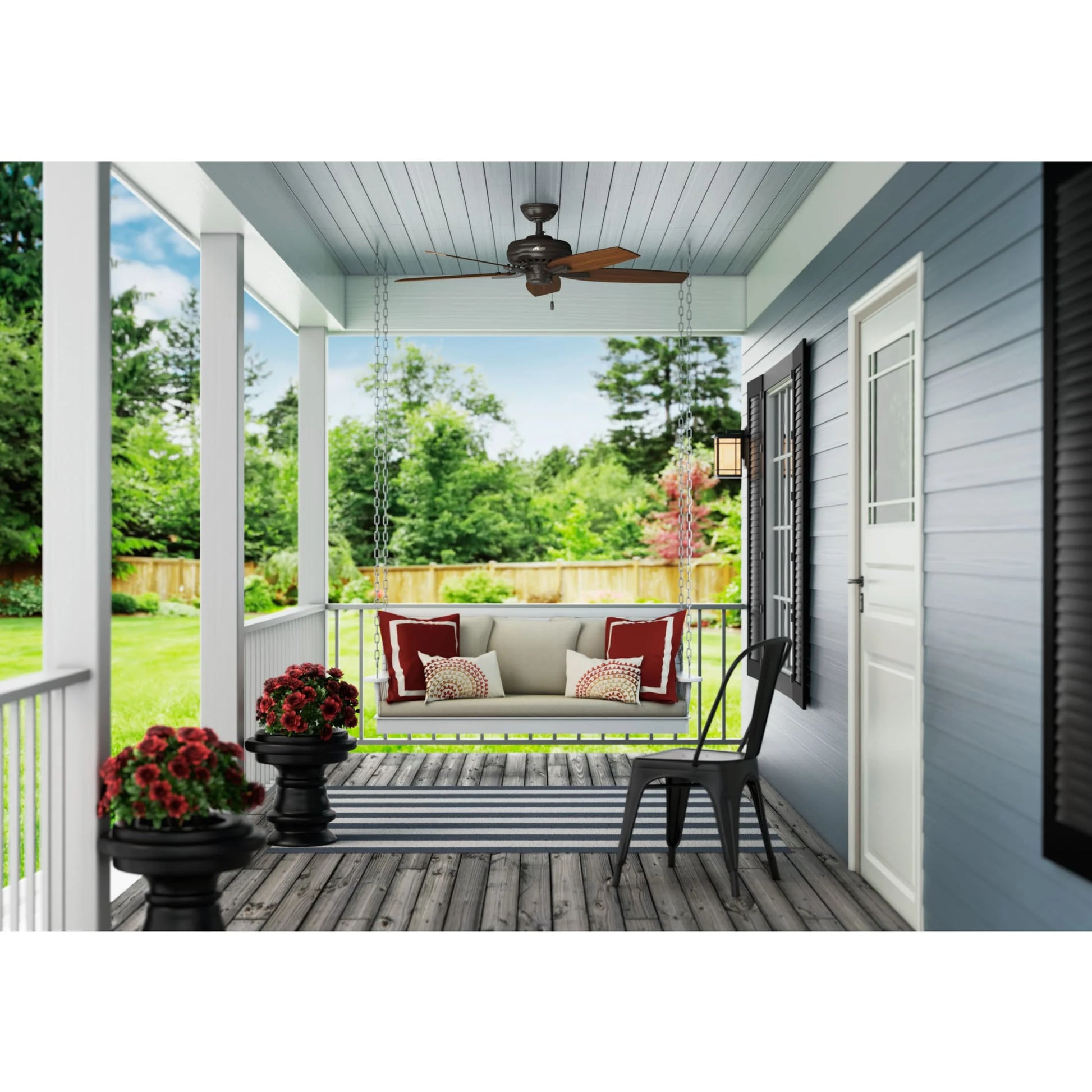 Hunter - Newsome Indoor/Outdoor Ceiling Fan, 52-inch, Premier Bronze, Traditional-style, 3-speed WhisperWind Motor, 53323, for porches, patios, sunrooms, bathrooms