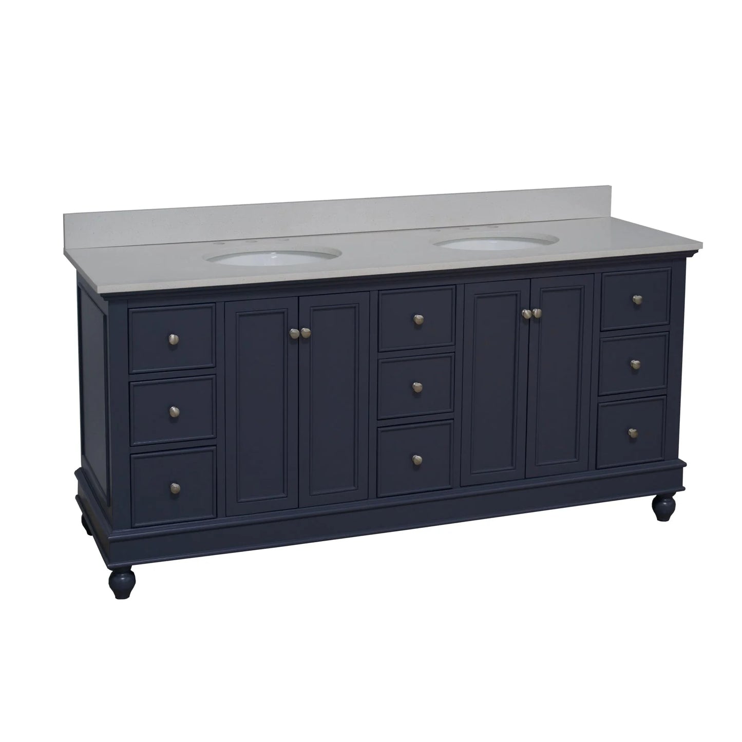 Bella 72" Double Bathroom Vanity with White Cabinet and Carrara Marble Top