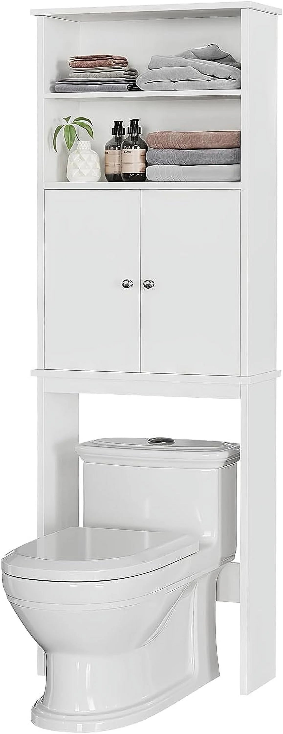 Sobaniilo Over The Toilet Storage Cabinet for Bathroom, Storage Organizer Over Toilet, Space Saver W/Adjustable Shelf & Open Storage Shelf, 75in, White