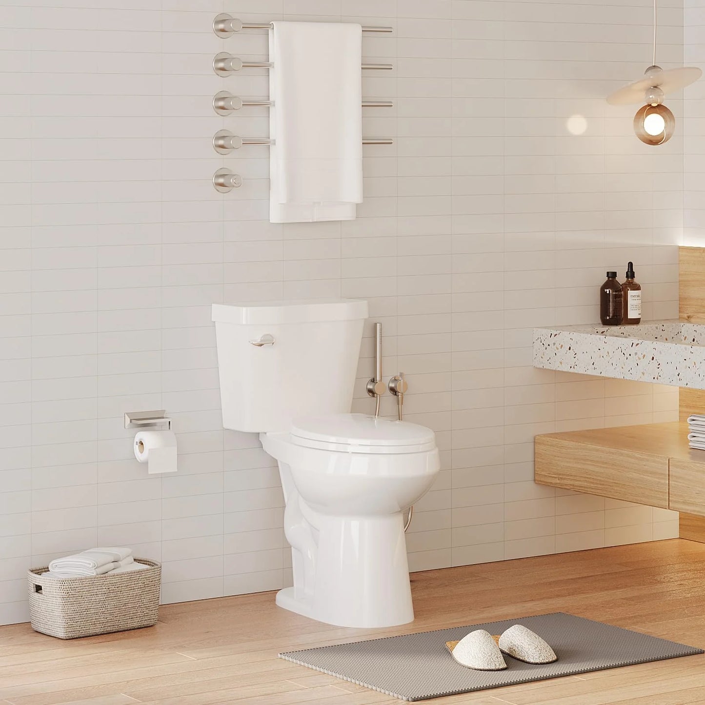 TROPOW Toilet, Two-Piece Toilet, ADA Toilet with Dual Flush, Elongated Toilets for Bathrooms with Soft Close Seat, Universal Height,White