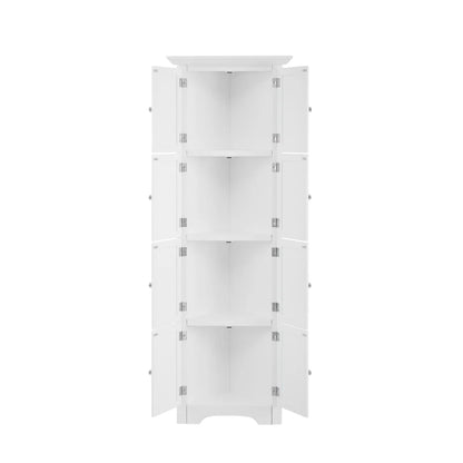 Freestanding Tall Storage Cabinet with 4 Doors and 4 Shelves, Large Bathroom Cabinet, Freestanding Kitchen Pantry Cabinet for Living Room, Kitchen, Dining Room, Office
