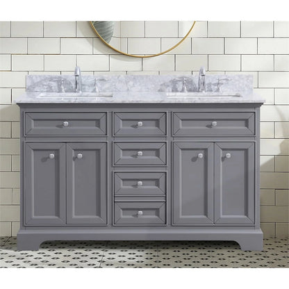 Ari Kitchen & Bath South Bay 55" Solid Wood Bathroom Vanity in Gray