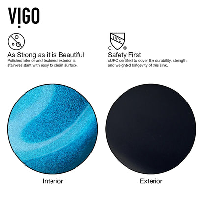 VIGO Donatello Turquoise Blue Glass 18 in. L x 13 in. W x 4 in. H Rectangular Vessel Bathroom Sink