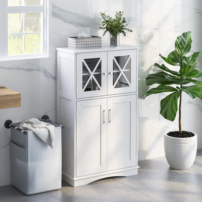 Costway Bathroom Storage Cabinet Linen Storage Cabinet with Doors and Adjustable Shelves White
