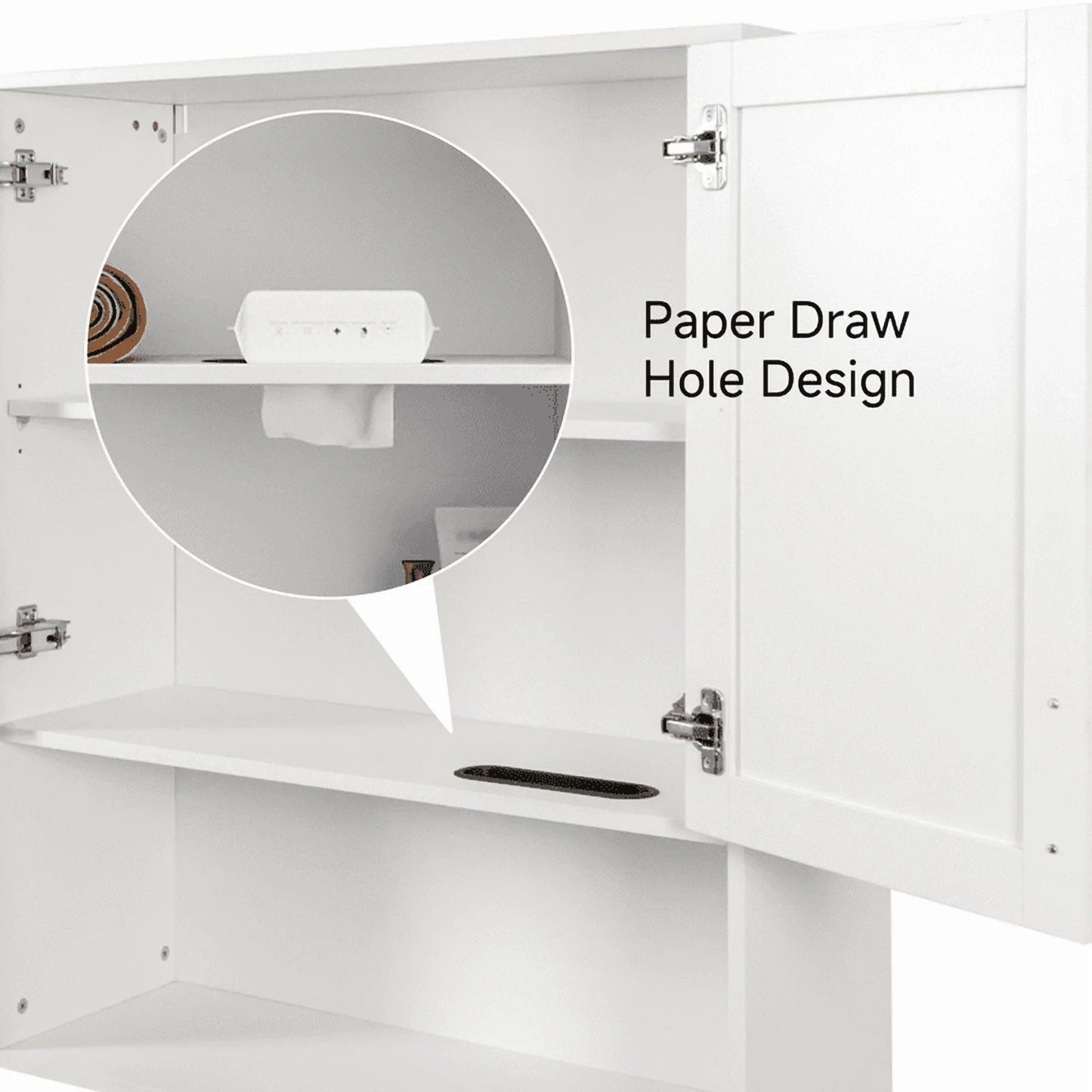 EBQOSK Wall Mounted Bathroom Cabinet, 31.5"D x 11.81"W x 37.8"H Vanity Mirror Cabinet with Facial Tissues Slot and Multifunctional Storage Area, Storage Cabinets for Laundry Bathroom White Style 2