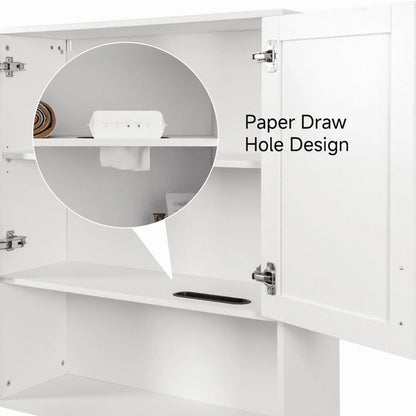EBQOSK Wall Mounted Bathroom Cabinet, 31.5"D x 11.81"W x 37.8"H Vanity Mirror Cabinet with Facial Tissues Slot and Multifunctional Storage Area, Storage Cabinets for Laundry Bathroom White Style 2