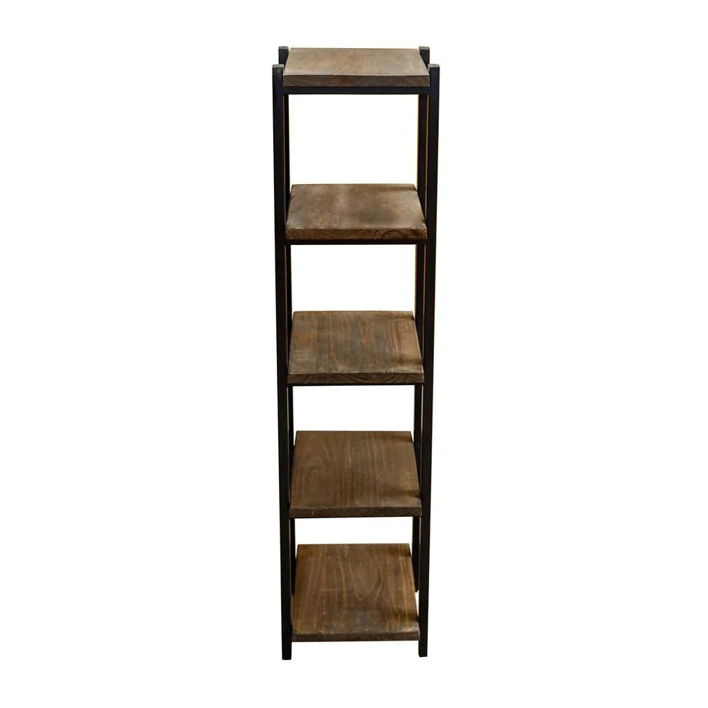Pomona 48"H Metal and Solid Wood Bath Floor Storage Shelf