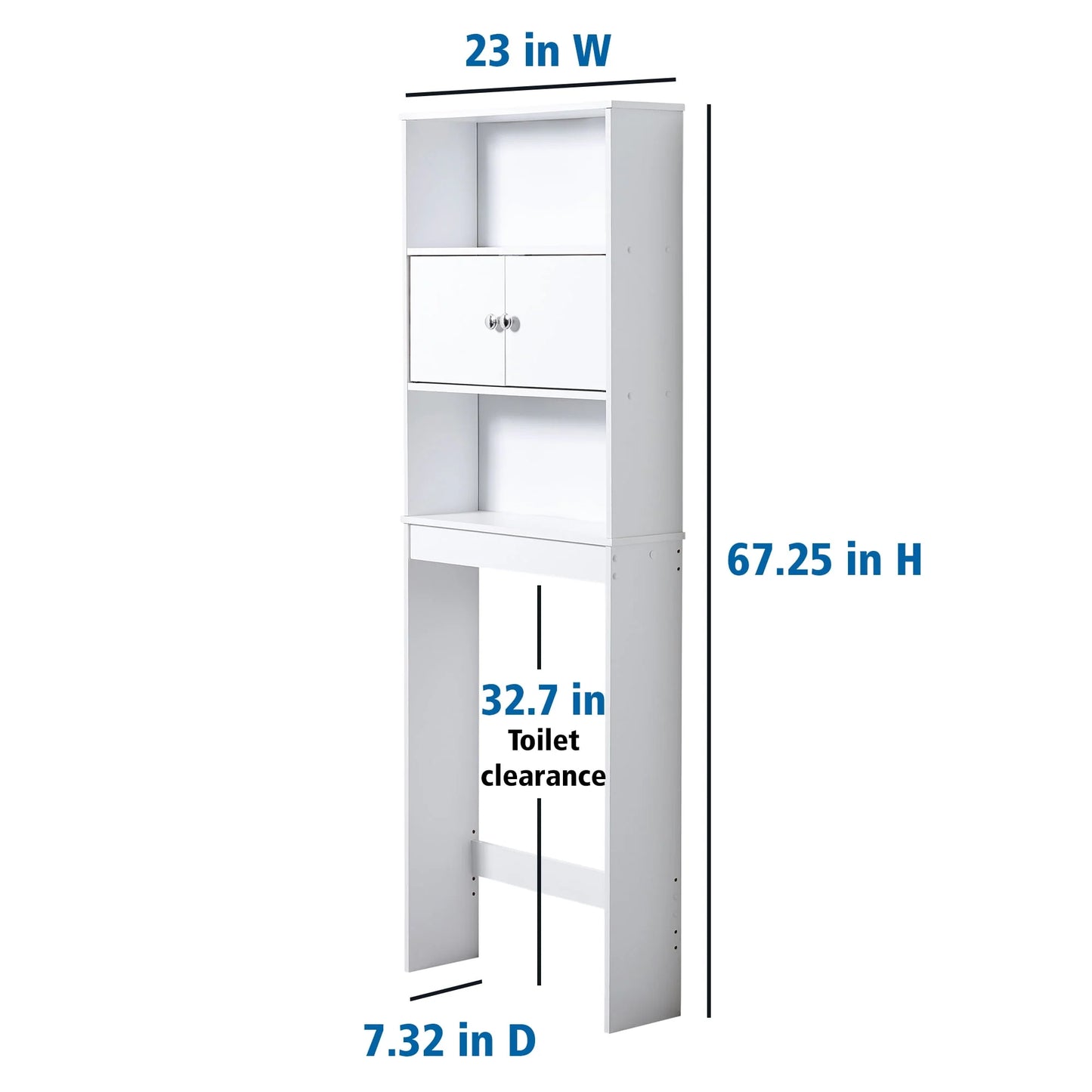 Sharemee 23in W Over the Toilet Space Saver Cabinet 3-Shelf Bathroom Storage, White