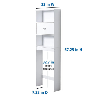 Sharemee 23in W Over the Toilet Space Saver Cabinet 3-Shelf Bathroom Storage, White