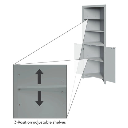 RiverRidge Madison Tall Corner Bathroom Linen Storage Cabinet with Open Shelves - Gray