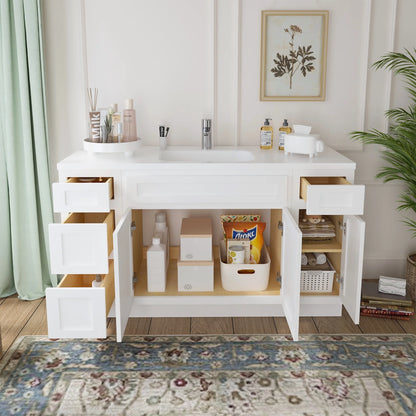 54 in. W x 21 in. D x 32.5 in. H Bath Vanity Cabinet without Top in White