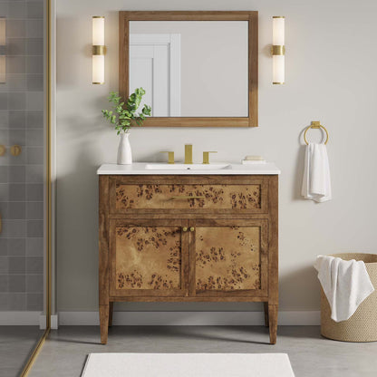 Modway Elysian 36" Wood Bathroom Vanity in White Brown