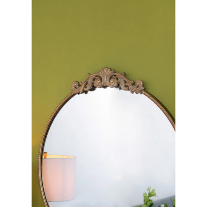 Gallan 36x 39 Inch Oval Gold Mirror, Wall Mounted Mirror with Metal Frame, Suitable for Bathroom, Living Room, Bedroom