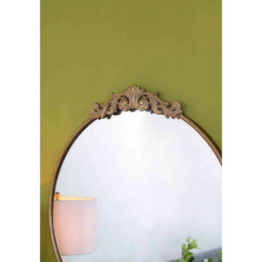 Gallan 36x 39 Inch Oval Gold Mirror, Wall Mounted Mirror with Metal Frame, Suitable for Bathroom, Living Room, Bedroom