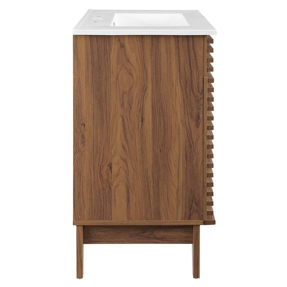 Modway Render 30" Bathroom Vanity Cabinet in Walnut White