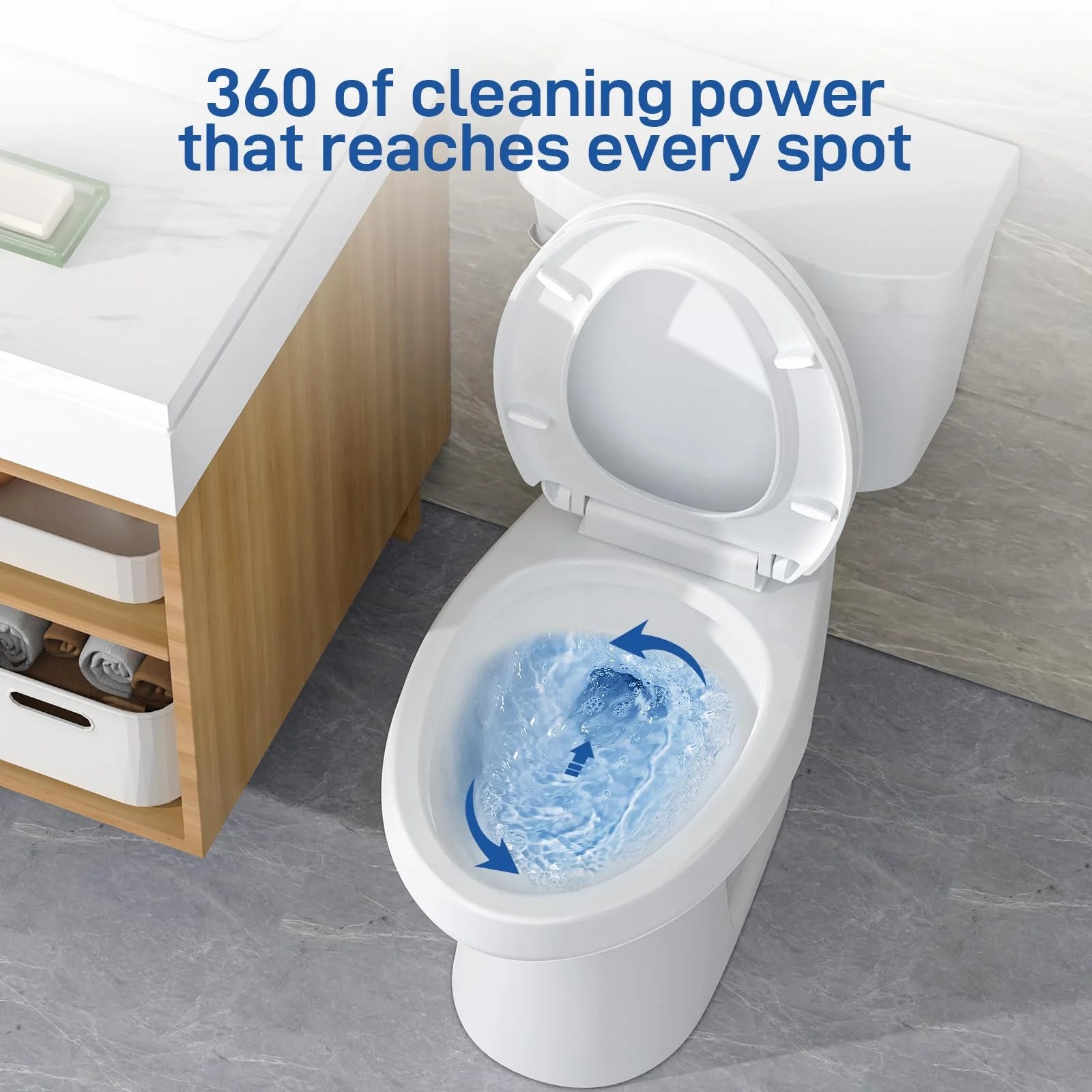 Elongated Toilets, 1.28 GPF Universal Height Siphonic Flush Toilet, Universal Height ADA Cotton, Water Efficient Bathroom Toilet(Toilet Seat Included) - Ceramic White