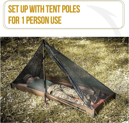 Ultralight 1 Person Mesh Teepee Tent with Waterproof Bathtub Floor for Camping Hiking Backpacking
