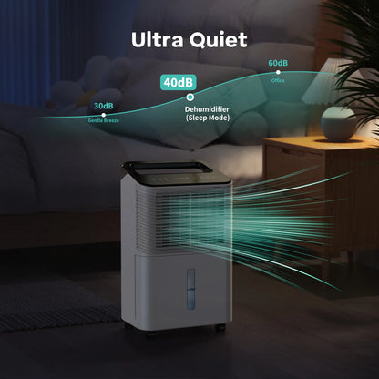 TABYIK 12 Pint Dehumidifier,Dehumidifier for Basements,Home,Large Room,Bathroom,Auto Mode with Drain Hose,Smart Humidity Control,2.3L Water Tank,up to 1500 Sq.ft