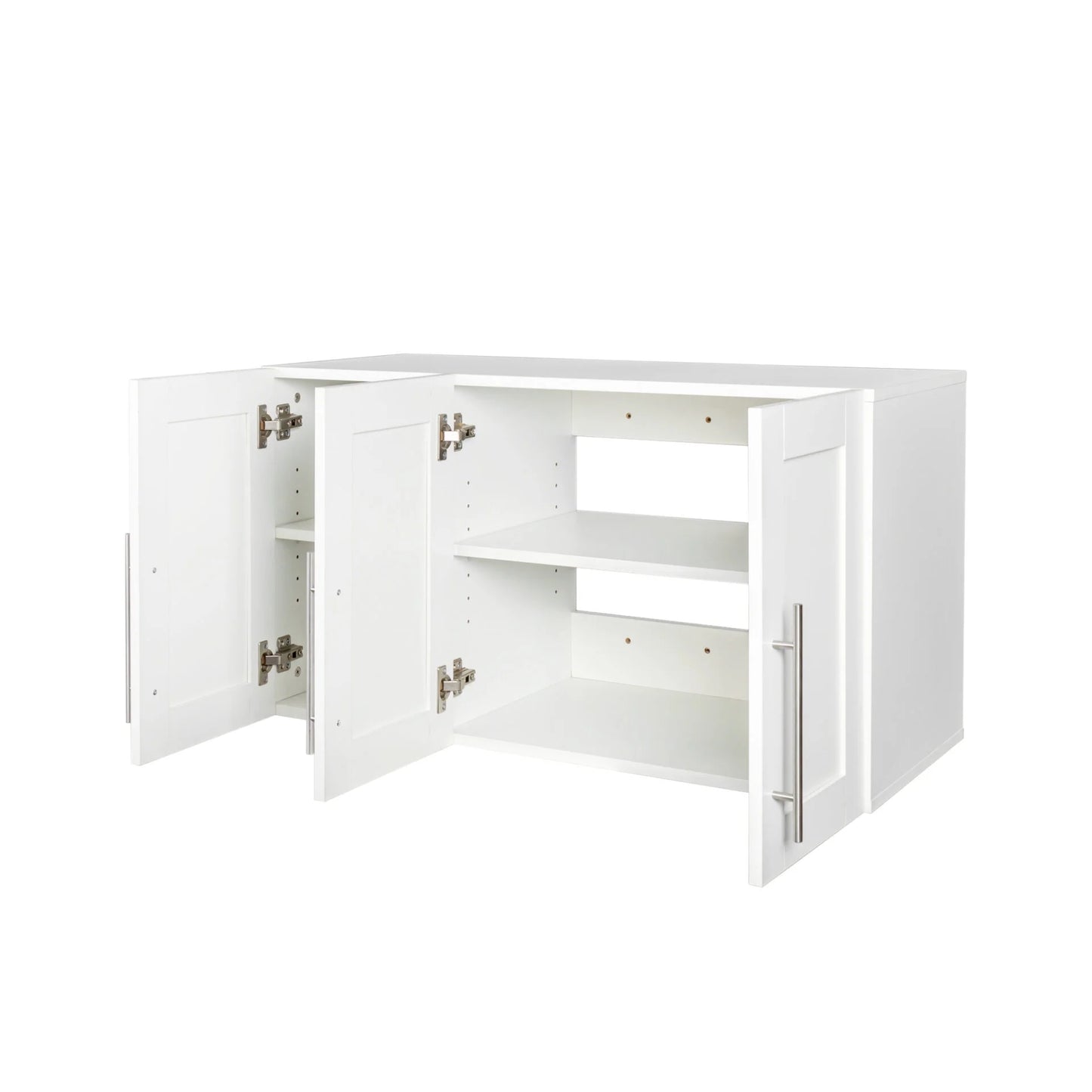 Wall Mounted Storage Cabinet, Kitchen Bathroom Wall Cabinet with Adjustable Shelves, Upper Stackable Storage Cabinet with 3 Doors, 15.75 "D x 35.43" W x 19.69 "H, White