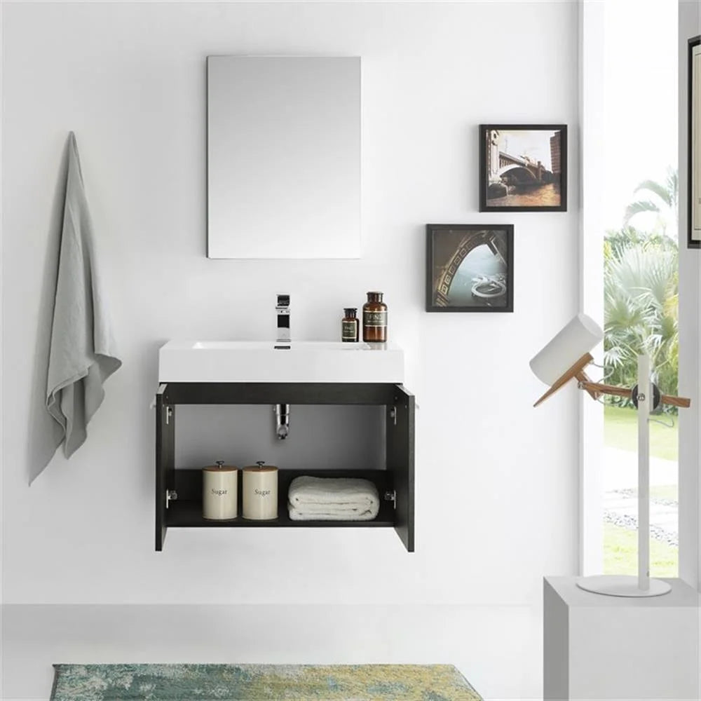 Vista 30"Black Wall Hung Bathroom Vanity & Medicine Cabinet