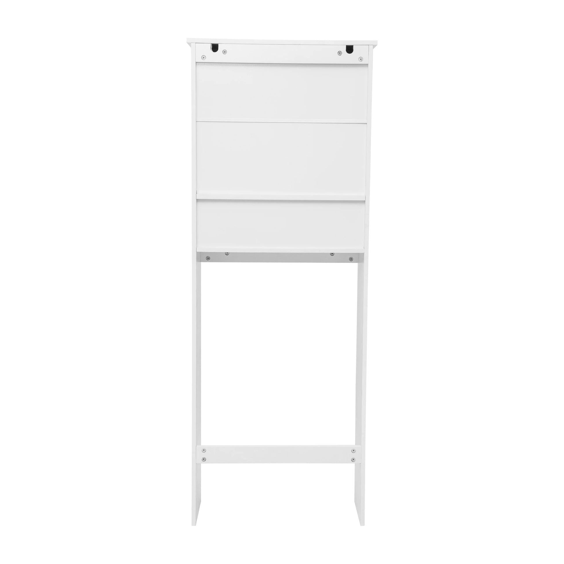 Emma + Oliver Over the Toilet Cabinet Storage Bathroom Organizer with In-Cabinet Adjustable Shelf, Open Lower Shelf, and Dual Magnetic Closure Doors in White