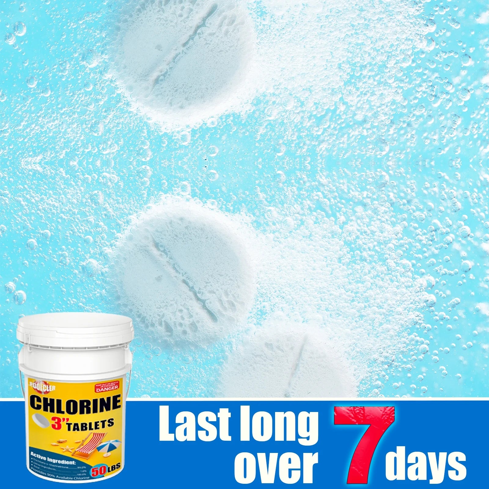 50 LBS Pool & Spa Chlorine Tablets Pool Supplies 50 Pounds 3 Inch Chlorine Stabilizer Hot Tubs Bathtub Chlorinating Tablets