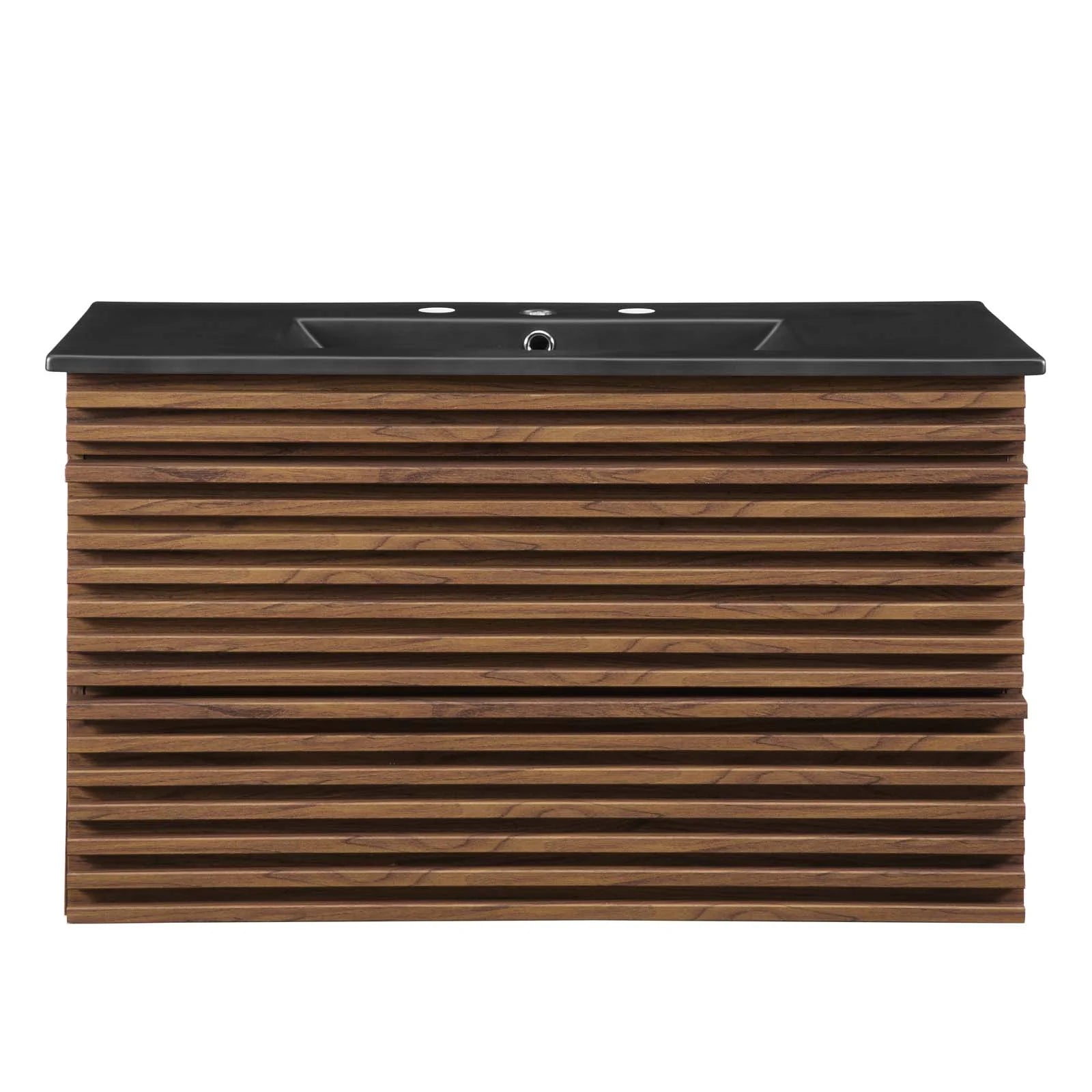 Modway Render 36" Wall-Mount Bathroom Vanity in Walnut Black