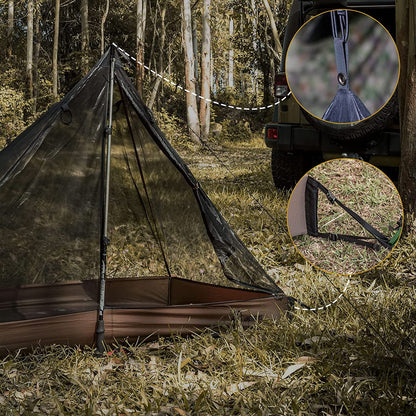 Ultralight 1 Person Mesh Teepee Tent with Waterproof Bathtub Floor for Camping Hiking Backpacking