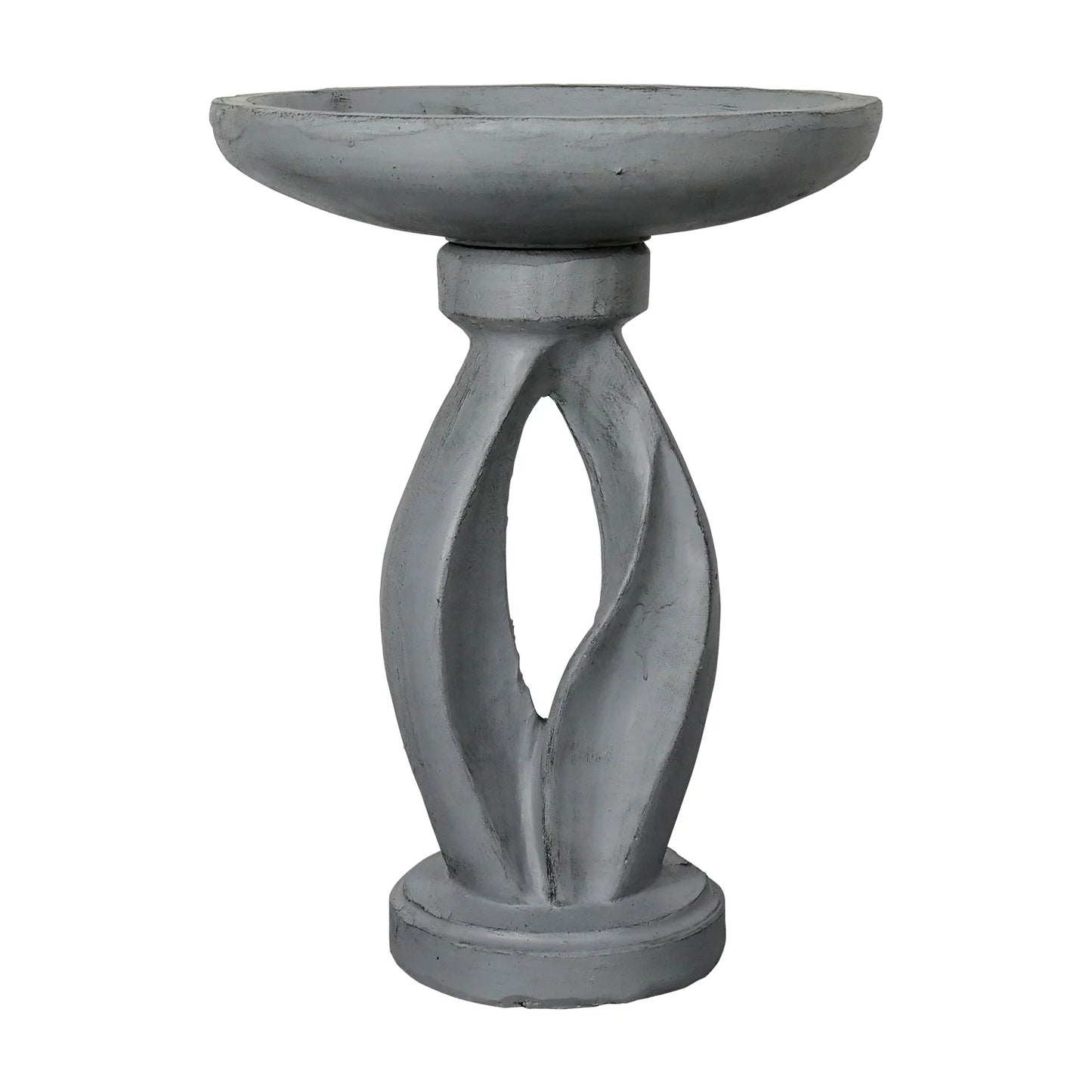 21.8 Inch Height Outdoor Bird Bath - Fibre Reinforced Concrete Large Bird Bath Stylish with Curved Pedestal for Garden, Patio, Backyard, Lawn