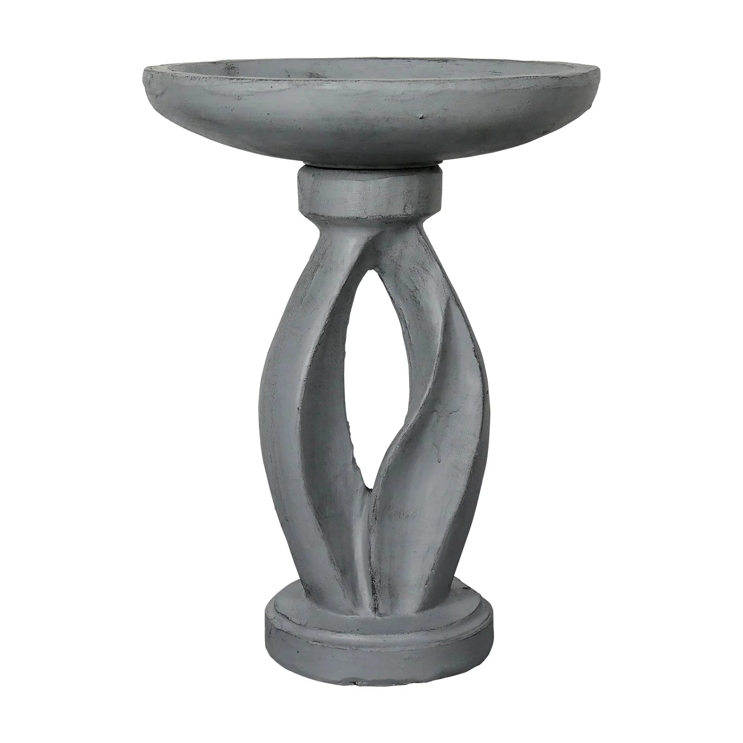 21.8 Inch Height Outdoor Bird Bath - Fibre Reinforced Concrete Large Bird Bath Stylish with Curved Pedestal for Garden, Patio, Backyard, Lawn