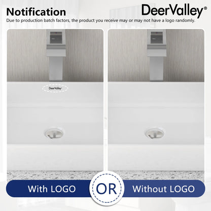 DeerValley DV-1V032 White Ceramic Rectangular Vessel Sink Above Counter White Bathroom Vanity Sink Bathroom Sink Art Basin (19.92'' L x 14'' W x 4.37'' H)