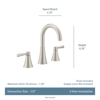 MOEN 84023BZG Ronan 8 in. Widespread 2-Handle Bathroom Faucet in Bronzed Gold (Valve Included)