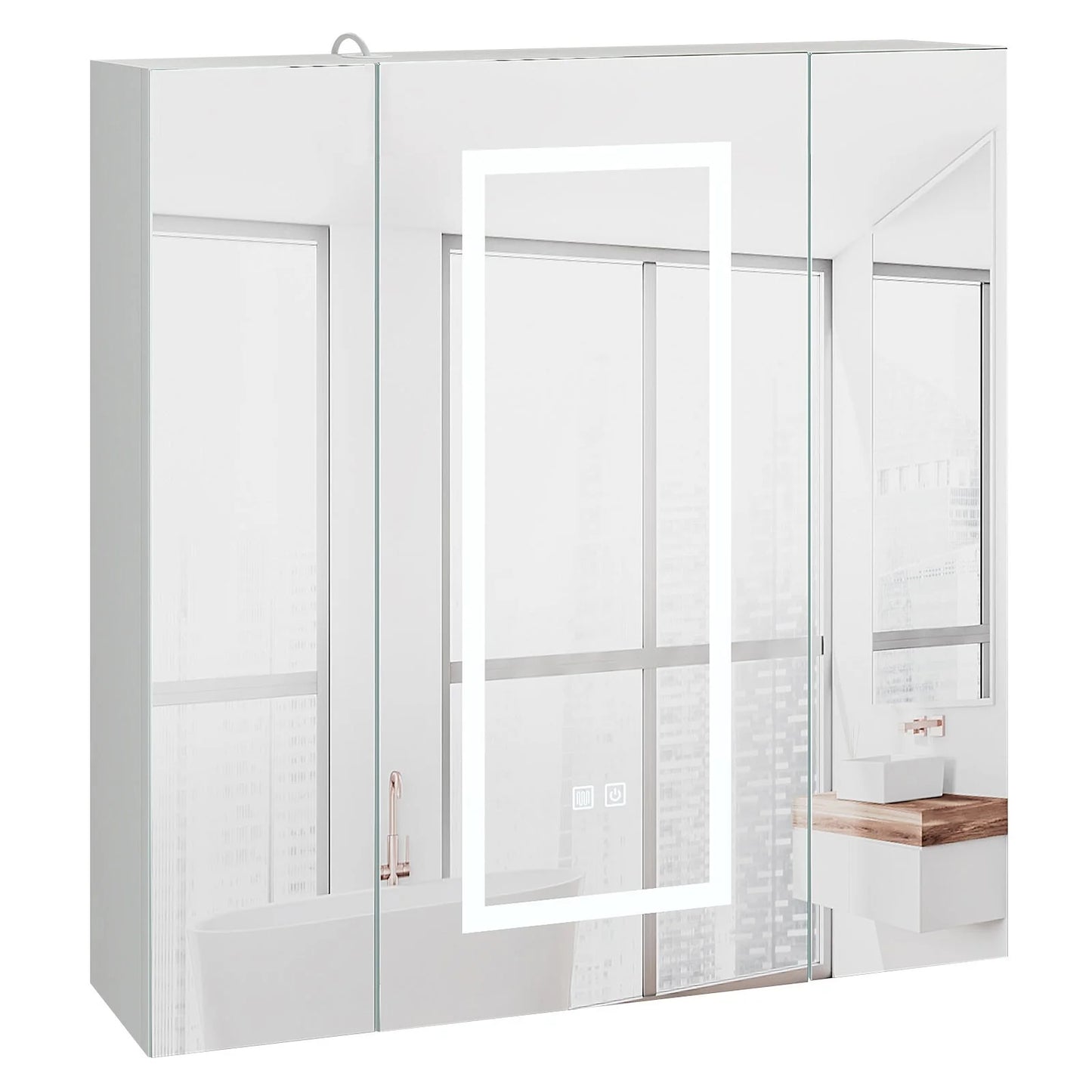 LED Lighted Medicine Cabinet With Mirror Large 3 Doors Medicine Cabinet Bathroom