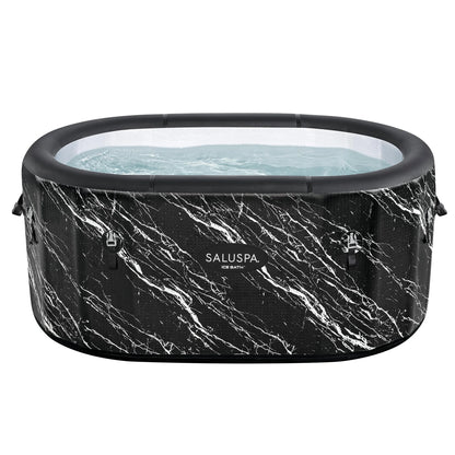 SaluSpa: Glacial Dip - Cold Plunge Inflatable Tub - 60x36x28", Black Marble, Ice Bath, FortiFiber, Polar Shield Year Round Use, Cover & Storage Bag