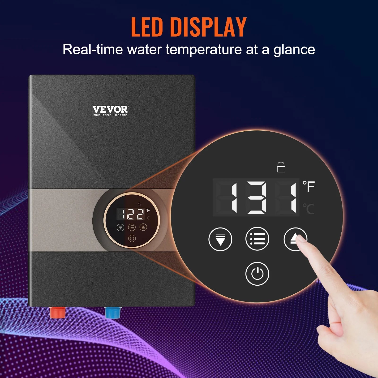 VEVOR Instant Water Heater, 8kw On Demand Electric Tankless Water Boiler, Digital Temperature Display & Easy Installation & 24-Hour Water Supply, For Kitchen Bathroom Shower Mall Salon ETL Listed