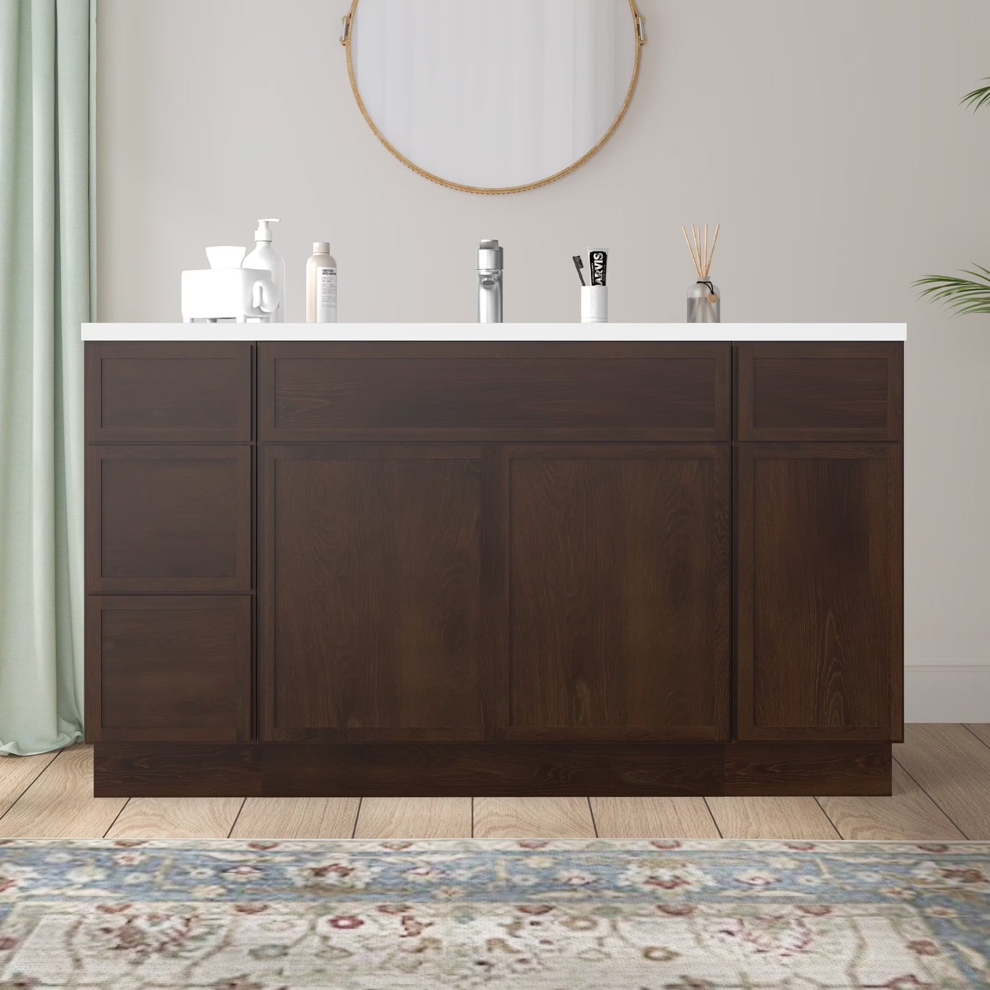 57 in. W x 21 in. D x 32.5 in. H Bath Vanity Cabinet without Top in Gray