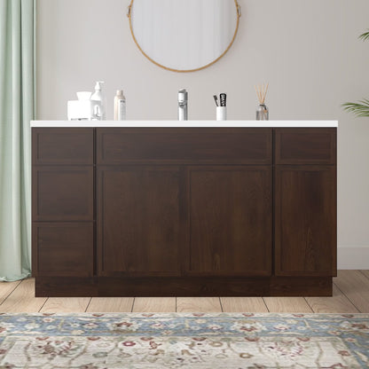 57 in. W x 21 in. D x 32.5 in. H Bath Vanity Cabinet without Top in Gray