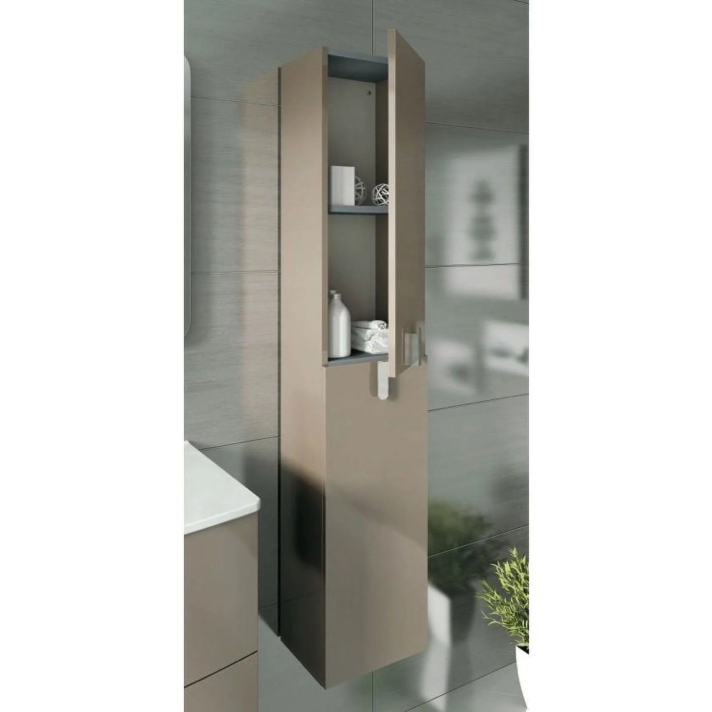 Eviva Cali 12" Brown Modern Bathroom Linen Side Cabinet