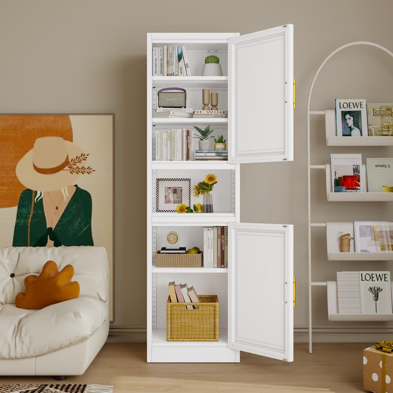 15.75"W Freestand Metal Tall and Thin Narrow Corner Storage Cabinet for Kitchen Bathroom Living Room