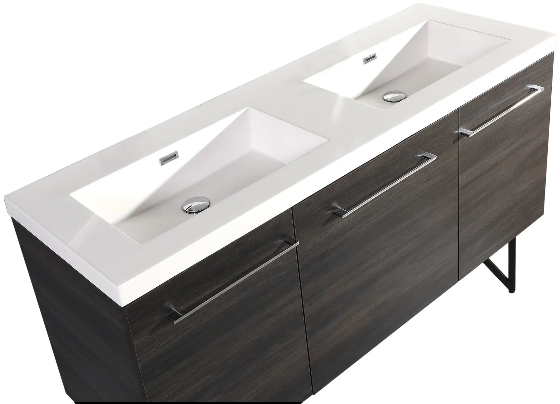 Annecy 60 Double, Black Walnut, Two Doors, One Drawer, Bathroom Vanity