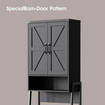 Vabches Over The Toilet Storage Cabinet, 68" H Farmhouse Freestanding Bathroom Storage Organizer with Double Doors & Storage Shelves